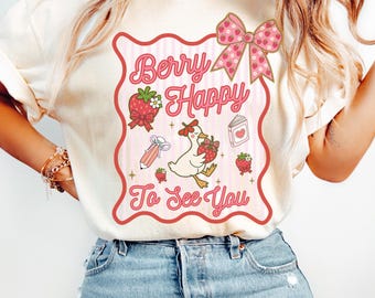 Happy To See You Teacher Shirt Comfort Colors Back to School Tee, Cute Silly Goose Teacher Top, Preppy First Day School Staff Womens Apparel