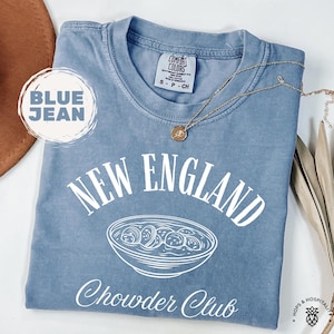 New England Chowder Club Comfort Colors® TShirt, Retro Foodie Social Club Shirt Gift, Unisex Coastal Aesthetic, Funny Seafood Lover Tee