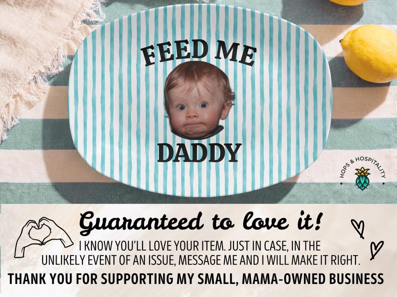 Personalized Baby Face Photo Serving Platter Funny First Father's Day Gift for Grill Lover, Custom Photo Grilling Plate for Dad from Kid Bild 11