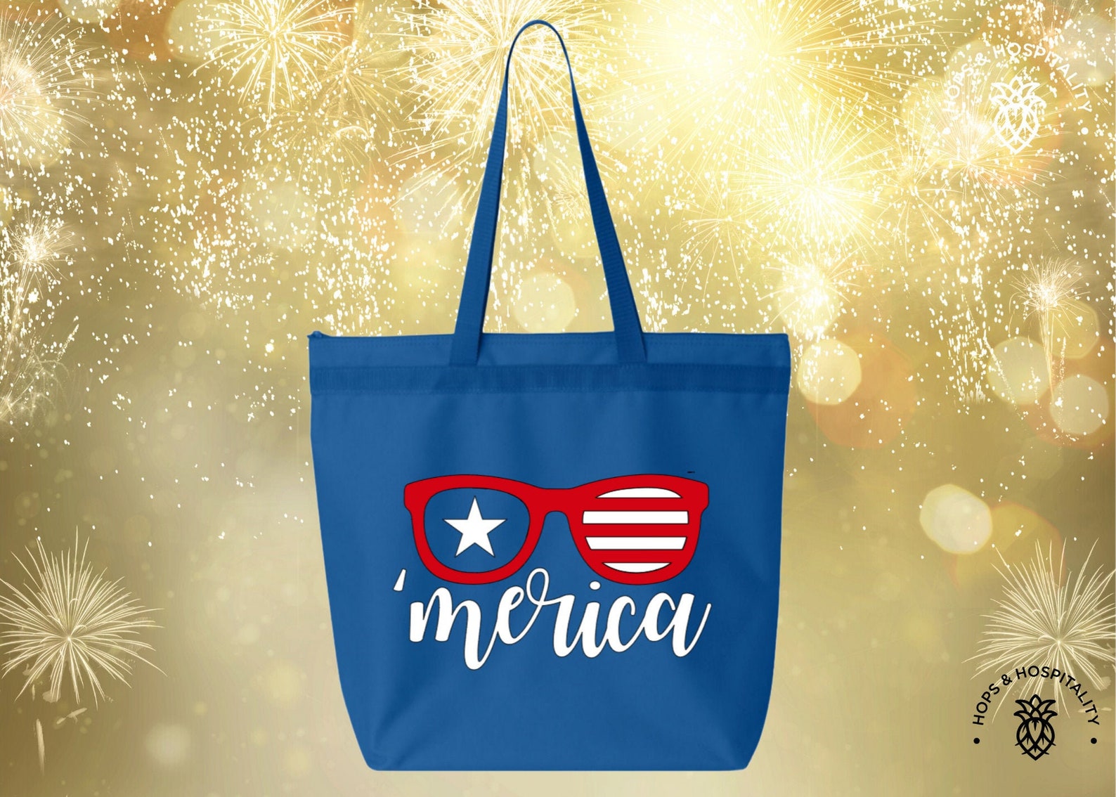 Personalized BEACH BAG Patriotic July 4th America Zippered Bag Etsy