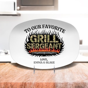Personalized Grill Plate For Dad, Custom Platter Father's Day Gift from Kids, Daddy's Grilling Plate, Family Serving Tray, BBQ Gift for Men