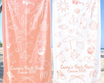 Toallas personalizadas para despedida de soltera, regalos de despedida de soltera con dibujos de moda, toallas de piscina personalizadas para mujer, viaje de novias a la playa.