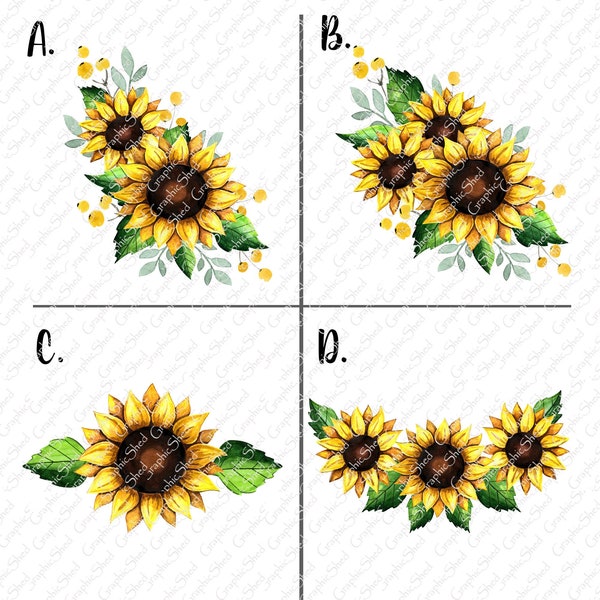 Sunflowers - Choose from 6 designs OR order a full sheet - Waterslide Decal - Clear - READY to USE - Water Slide