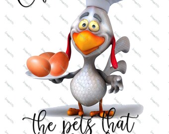 Chickens - the pets that popp breakfast - waterslide decal - clear - ready to use -  w 40017