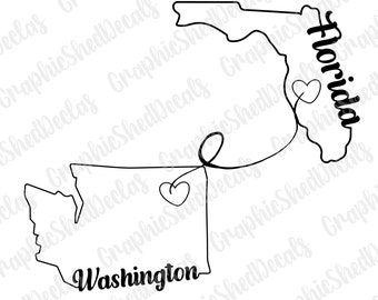 US States 5" decal - OTHER SIZES available in store - Waterslide Decal - Clear - ready to use - Water Slide