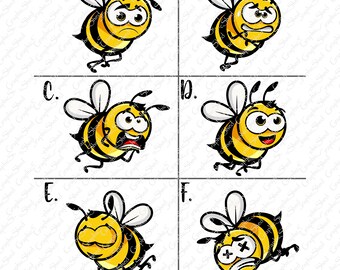 Bee Characters 2 - Waterslide Decal - Clear - READY to USE - Water Slide