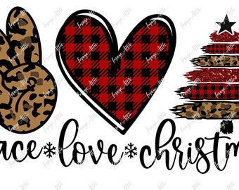 Peace - love - christmas - waterslide decal - clear - ready to use - yeti supplies - 62008 w