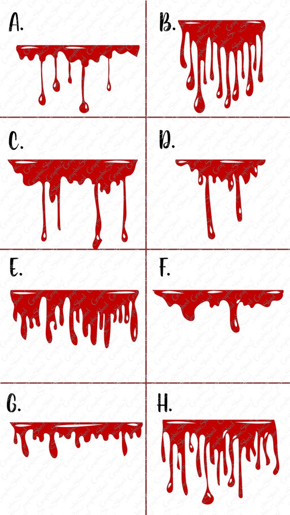 Red Ink Dripping 8 Designs or Buy the Sheet Waterslide | Etsy