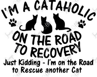 Catholic -  cat rescue - waterslide decal - clear - ready to use  -  yetti supply - tumbler supply - 68917 w