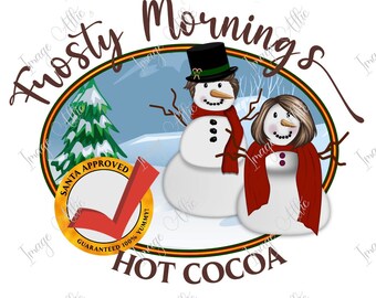 Frosty mugs - hot cocoa - waterslide decal - clear - ready to use  -  yetti supply - tumbler supply - 65800 w