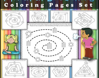 Mindful Breathing Coloring Pages, Self-Regulation, Calming Corner (Digital Download)