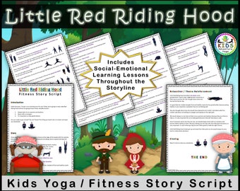 Little Red Riding Hood Kids Yoga / Fitness Fairy Tale Story Script- INSTANT DOWNLOAD