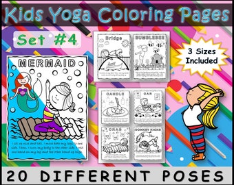 Kids Yoga Pose Coloring Pages Set, Mindfulness Coloring Posters, Calm Down Corner, Self-Regulation, Anxiety Coping Skills, Stress Reduction