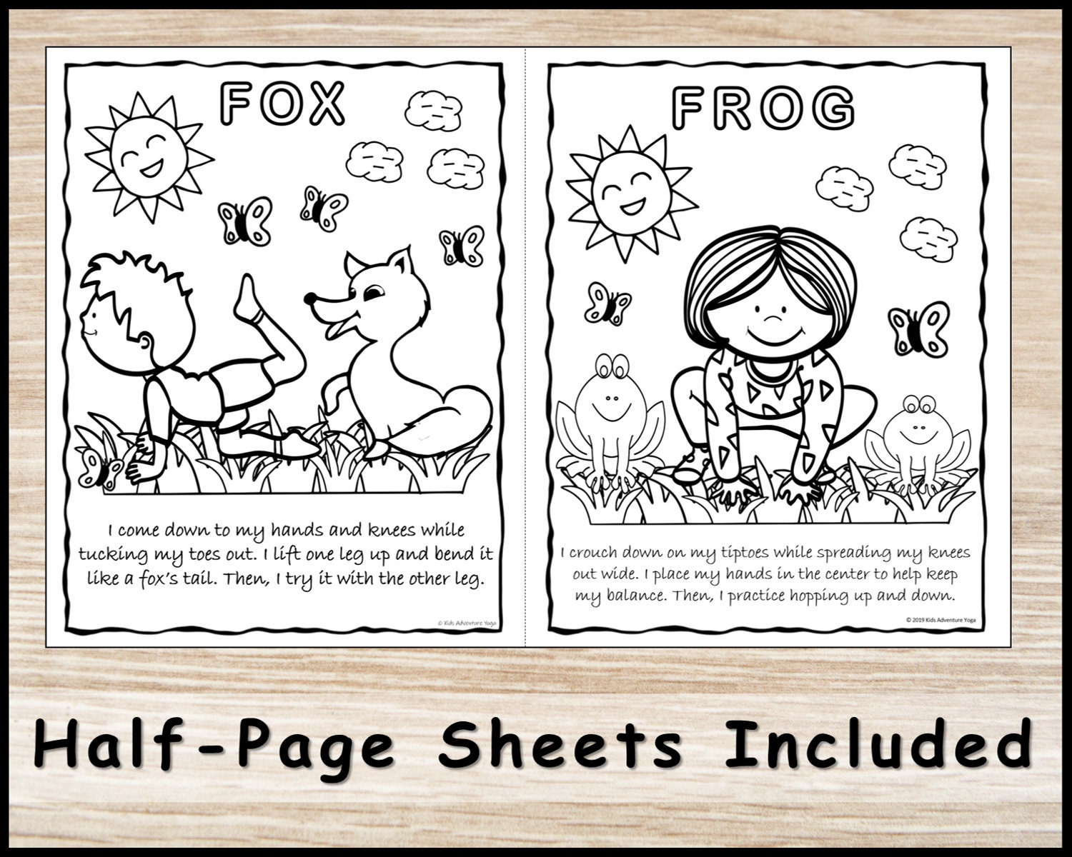 kids yoga pose coloring pages set 1 20 different poses etsy