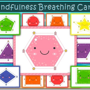 Mindfulness Breathing Exercises Activities for Kids, Happy Shapes, Finger Tracing, Calm Down Corner, Self-Regulation, Stress Reduction