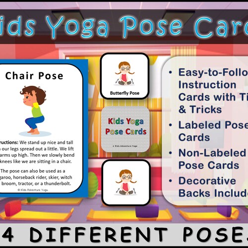 Kids Yoga Spinner Games 24 Different Poses Fitness Game Etsy
