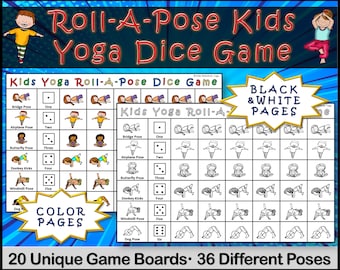 Yogadobbelspel voor kinderen, 36 houdingen, fitnessles (digitale pdf-download)