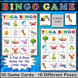 Kids Yoga Bingo Game Great for Preschool and Elementary Students, PE Class, Active Movement