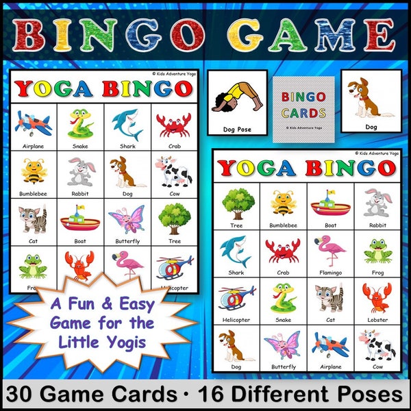 Kids Yoga Bingo Game Great for Preschool and Elementary Students, PE Class, Active Movement