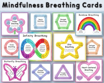 Mindfulness Breathing Exercise Cards, Kids Calming Activity (Digital Download)