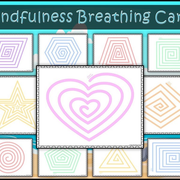 Mindfulness Breathing Exercises Activities for Kids, Pastel Spirals, Finger Tracing, Calm Down Corner, Self-Regulation, Stress Reduction