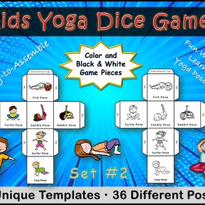 Kinder Yoga Würfelspiel, 36 Verschiedene Posen, Fitness Spiel, Kinder Yoga Klasse, P.E. Klasse, beruhigende Ecke, verschieden Clip Art, PDF digitaler Download