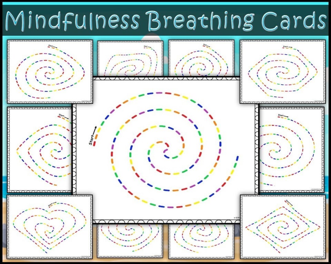 Mindfulness Breathing Exercises Activities for Kids, Rainbow Spirals