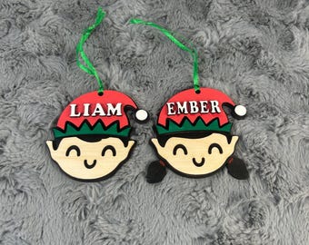 Personalized Elf Christmas Ornament: Custom Name Gift