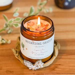 Vela de soja de aromaterapia de pino ciprés orgánico-Todo natural-100% aceite esencial-Flores secas orgánicas-Larga duración 9oz-Regalo-