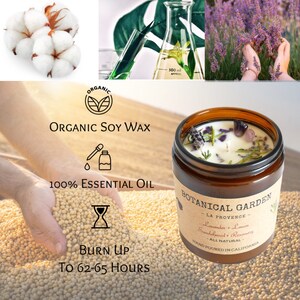 Organic Lavender Rosemary Aromatherapy Soy Candle-All Natural-100% Essential Oil-Organic Dry Flowers-Long Lasting 9oz-Gift image 3