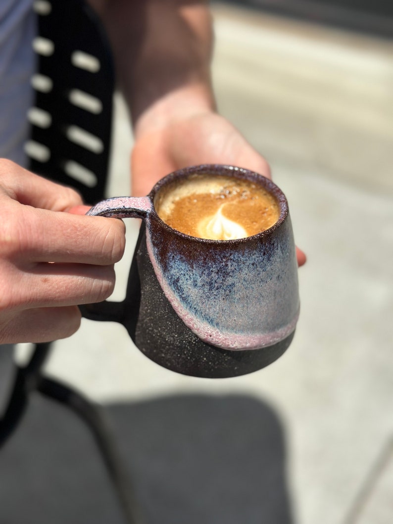 Unique Handmade Pink Beach Ceramic Mug Coffee Mug Hand Glazed Food Safe