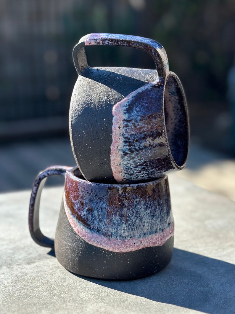 Unique Handmade Pink Beach Ceramic Mug Coffee Mug Hand Glazed Food Safe