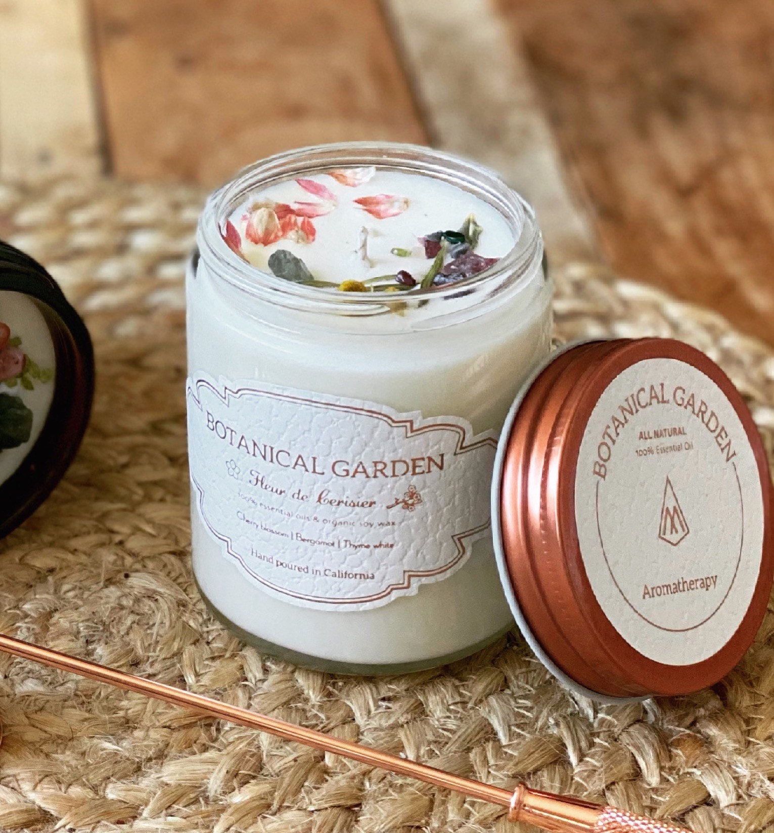 Organic Cherry Blossom Aromatherapy Soy Candle - 100% Essential Oil -…