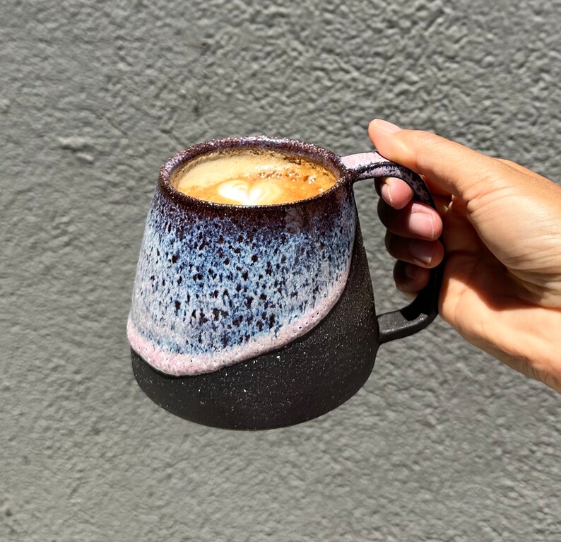 Unique Handmade Pink Beach Ceramic Mug Coffee Mug Hand Glazed Food Safe