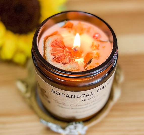 Handmade Real Dried Flowers Scented Candles, Aromatherapy Candles