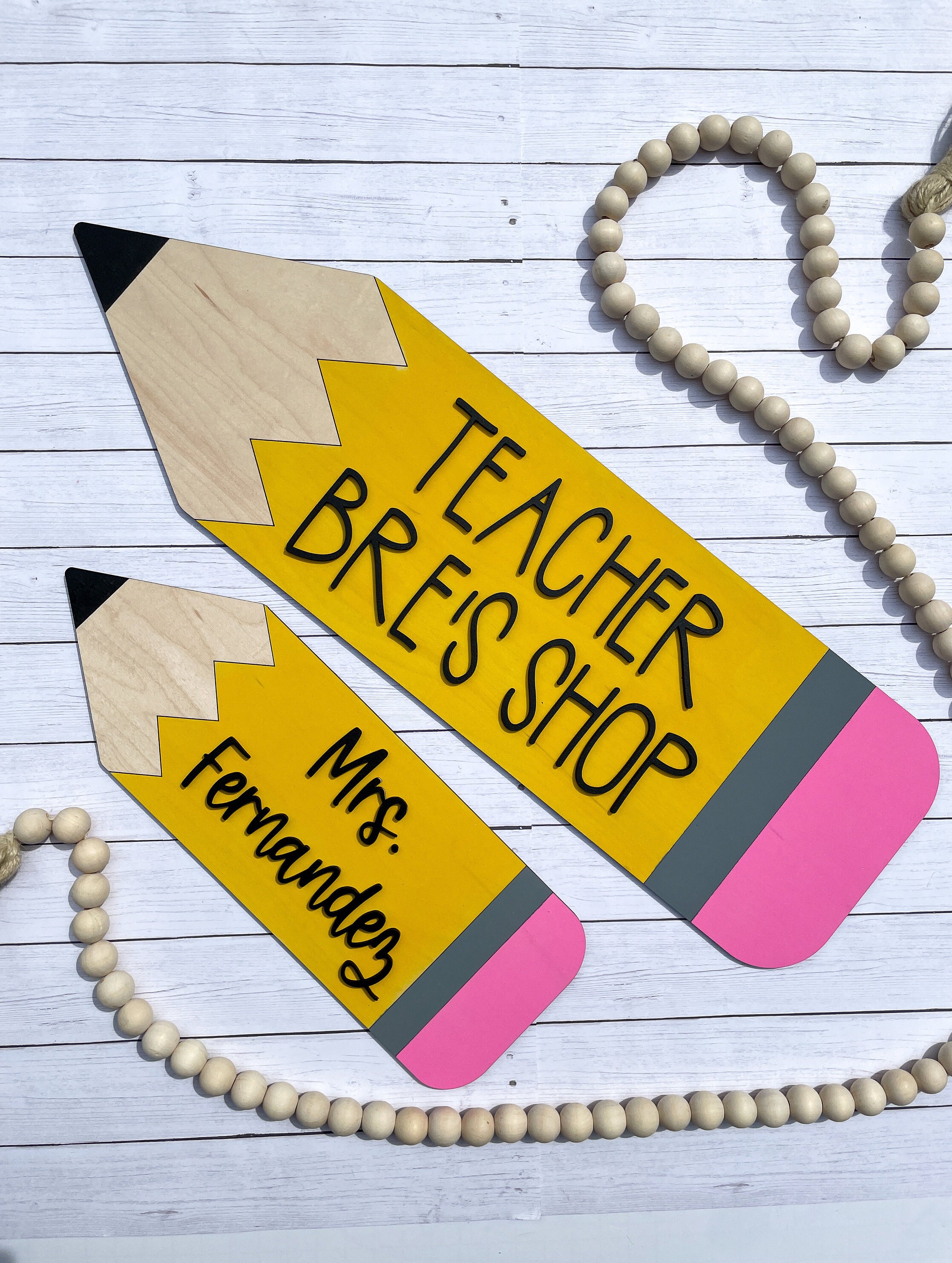 Teacher Pencil Sign Wooden Teacher Sign Teacher Name Sign Etsy