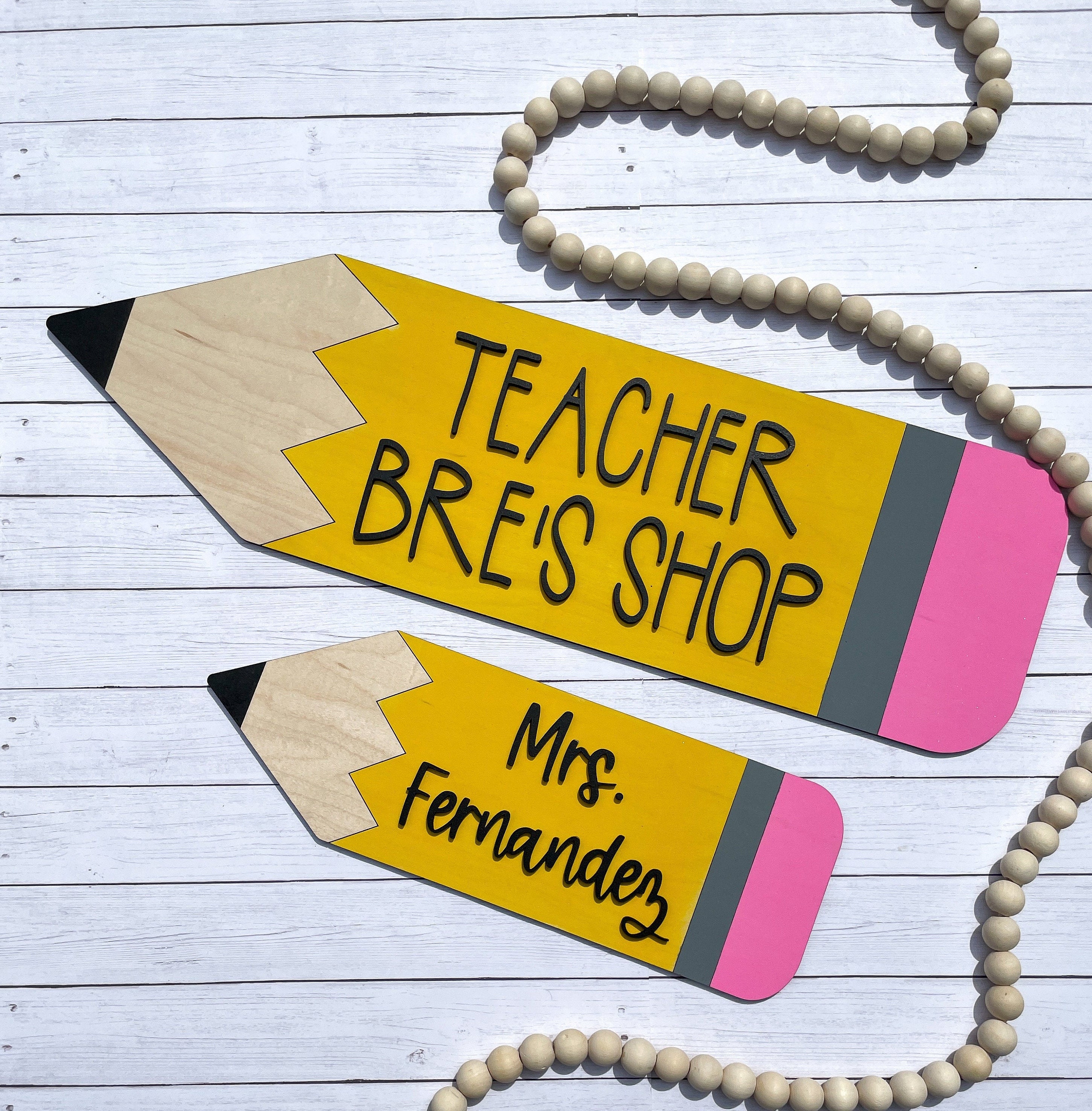 Teacher Pencil Sign Wooden Teacher Sign Teacher Name Sign Etsy