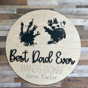 Personalized Fathers Day Gift, Best Dad Hands Down, Kid Handprint Gift, Worlds Best Dad