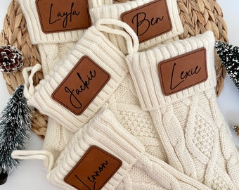 Family Christmas Stocking with Names, Personalized Christmas Stockings, Knit Stockings