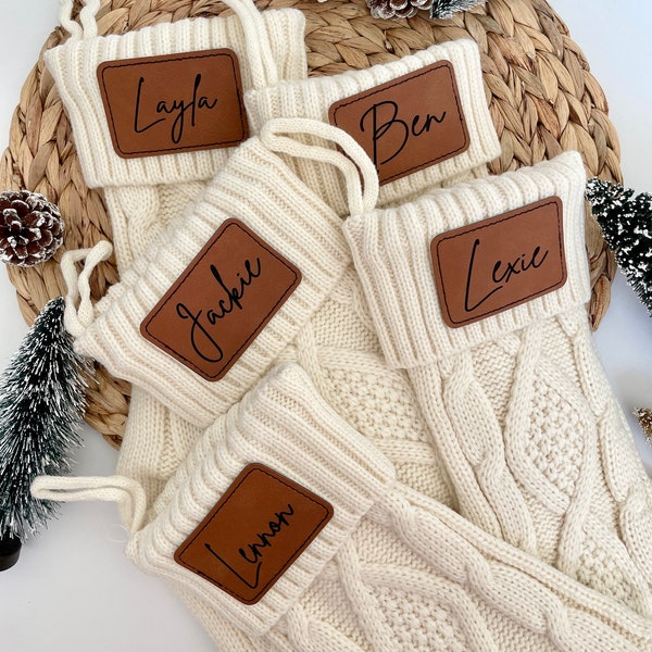 Family Christmas Stocking with Names, Personalized Christmas Stockings, Knit Stockings