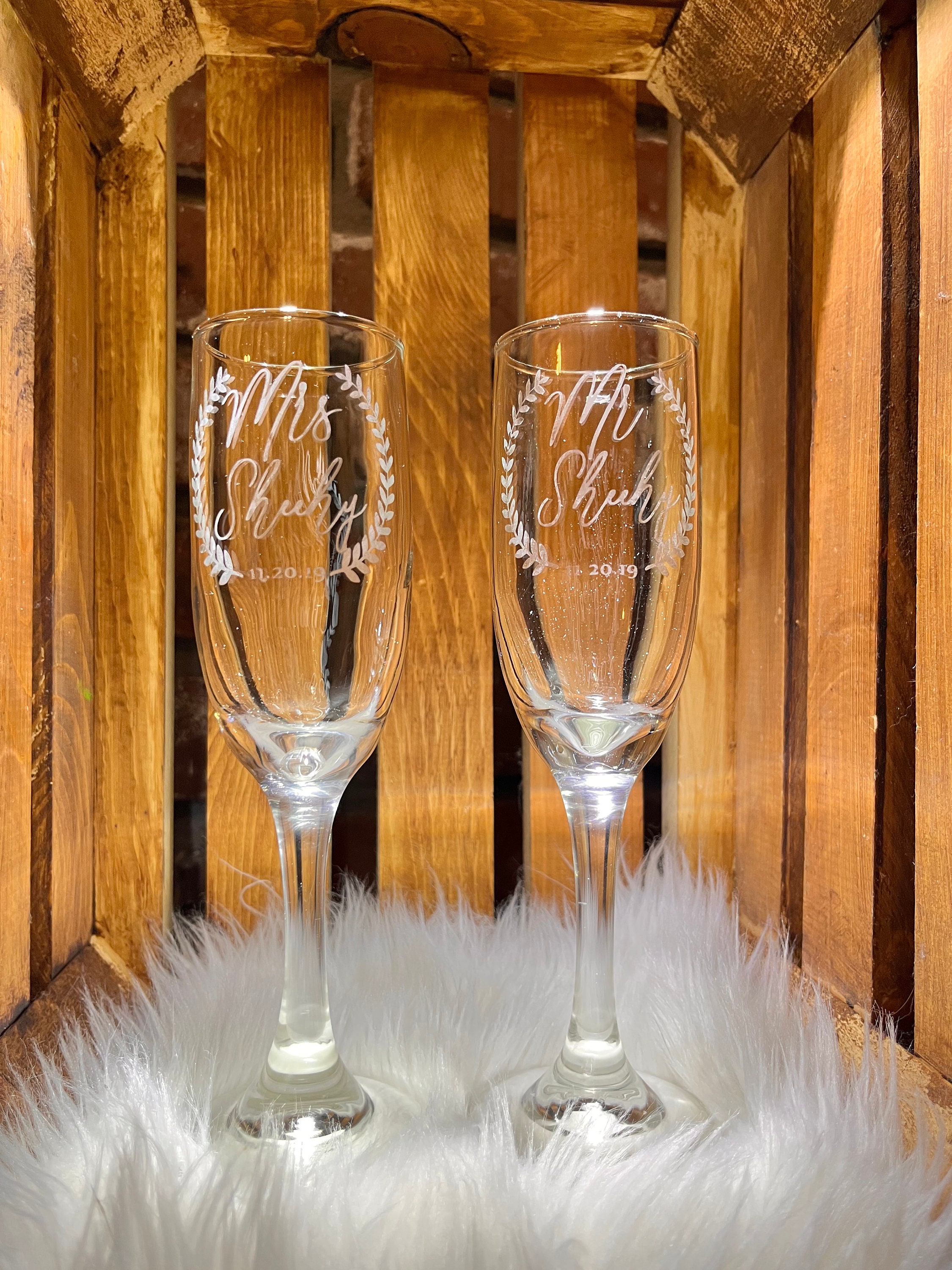 Personalized Etched Champagne Glass Personalized Gift for Etsy