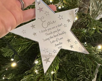 Personalized Acrylic Star Ornament, School Friend Gift