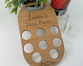 Personalized Wooden Shot Board, Hen Party Gift, Home Bar Decor