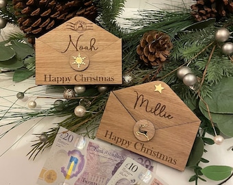 Christmas Money Holder, wooden envelope, Personalised Christmas Money Holder, Cash Envelope, Christmas gift, Christmas envelope,