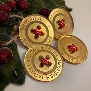 Luxury Santa’s button, Father Christmas button Santa’s lost button, gold Santa button, wooden Santa button Silver Santa button, Acrylic