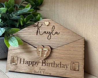 Personalized Oak Veneer Money Holder, Driving Gift