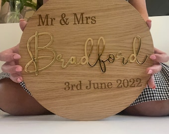 Personalised Wedding Plaque, Weddings Gift, Couples Gift, Wedding Photo Prop, Mr and Mrs sign, Personalised Wedding sign