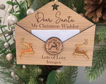 Christmas wish list wooden envelope, Personalised Christmas, Christmas gift, Christmas envelope, Christmas list holder, Christmas decoration