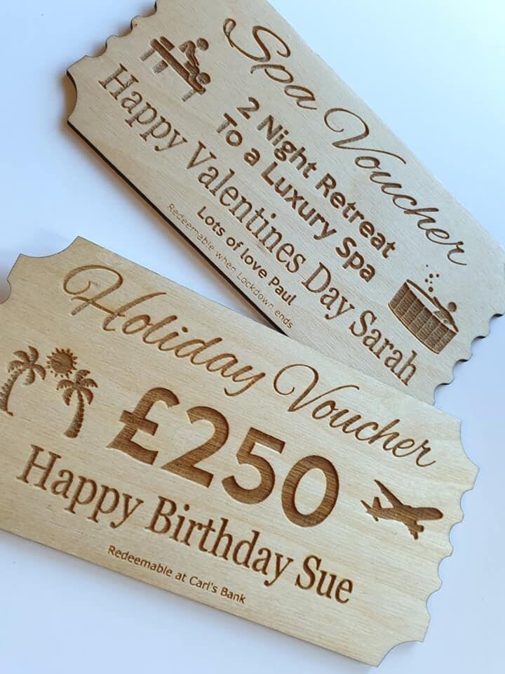 Personalised Wooden Present Vouchers gift vouchers. Etsy