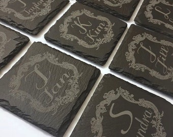 Slate Coasters, Wedding Place Settings Personalised Slate Coasters